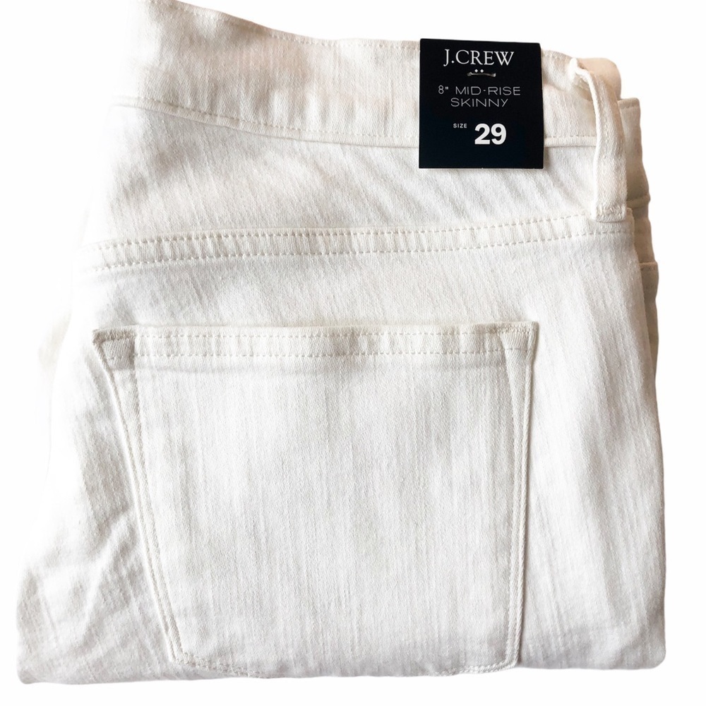 J. CREW Factory NWT 8” Mid Rise Denim Jeans Size 28 in White Denim